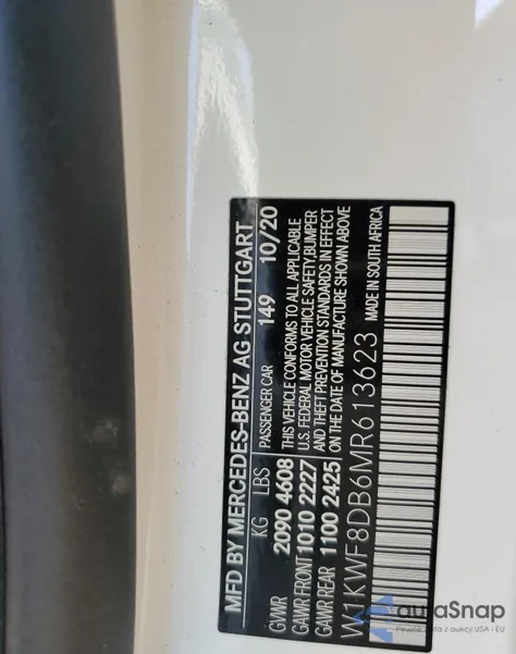 2021 Mercedes-Benz C 300 z USA, uszkodzony, nr VIN W1KWF8DB6MR613623